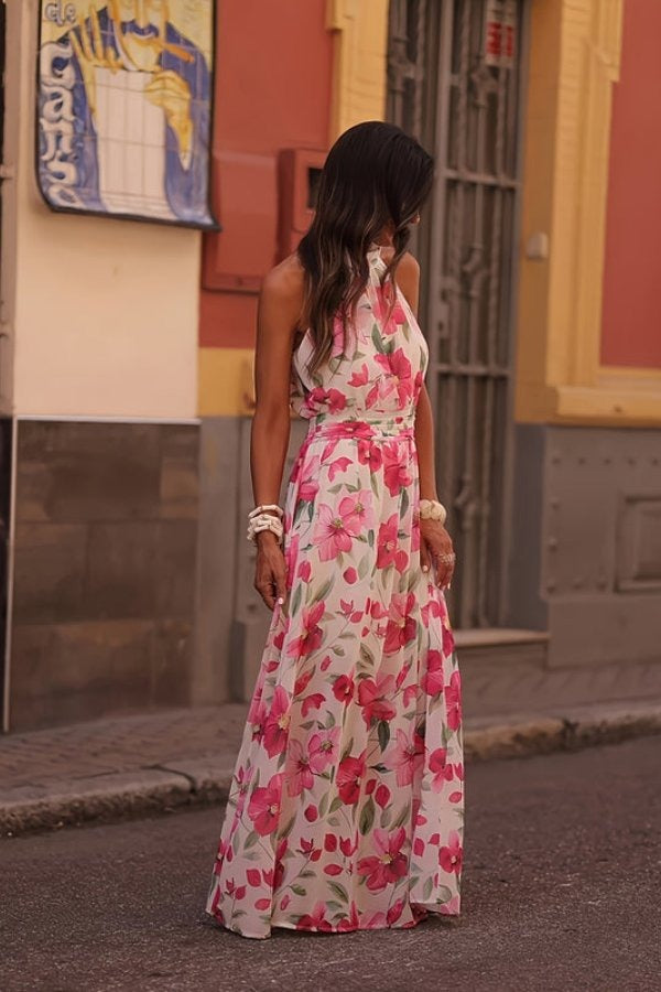 Flaminia | Tropical Floral Halter Neck Maxi Dress - product image 10