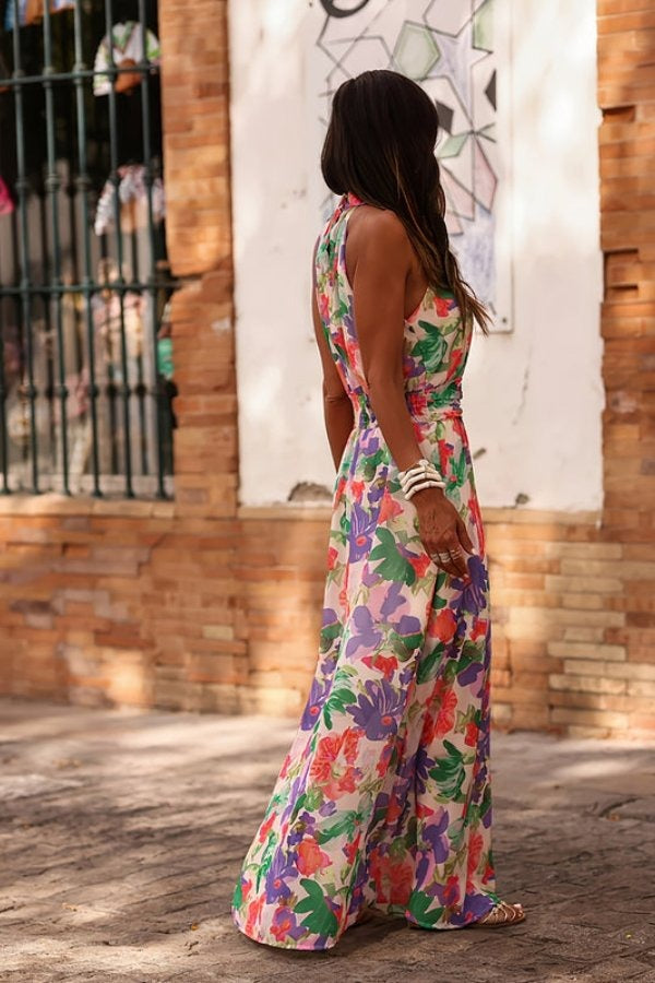 Flaminia | Tropical Floral Halter Neck Maxi Dress - product image 5