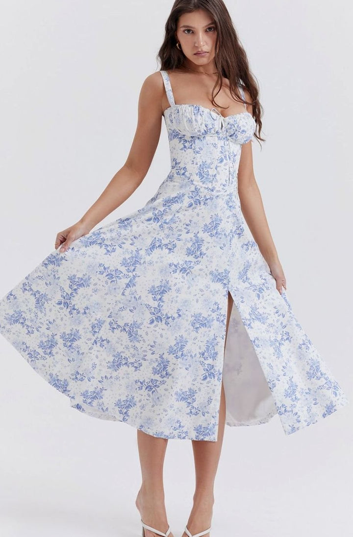 Madison | Floral Bustier Midi Sundress Side Slit Skirt in product view 1