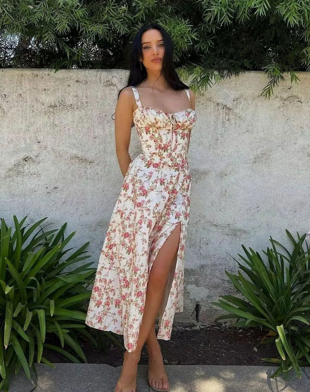 Madison | Floral Bustier Midi Sundress Side Slit Skirt in product view 2