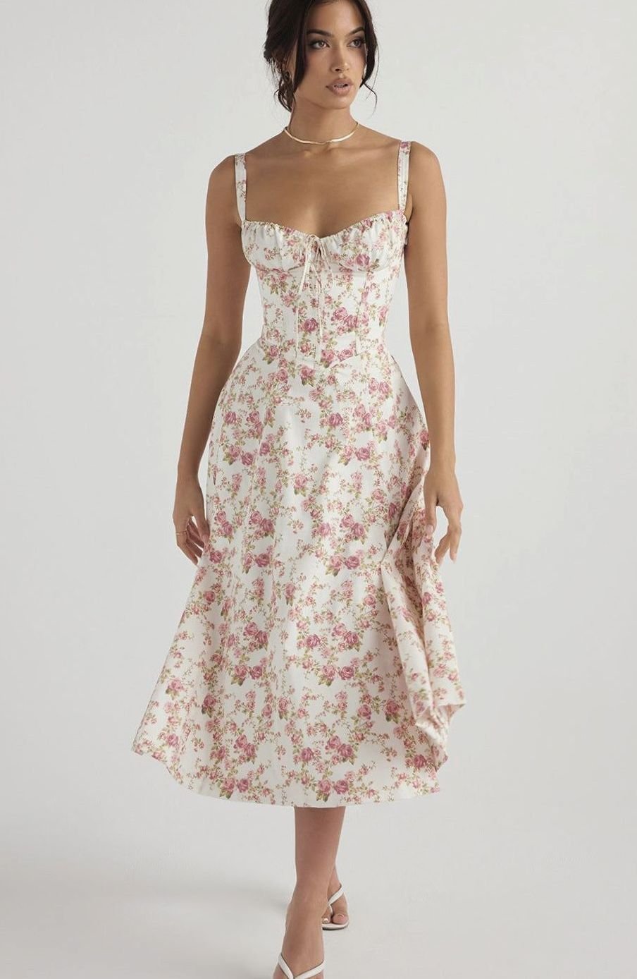 Madison | Floral Bustier Midi Sundress Side Slit Skirt in product view 3