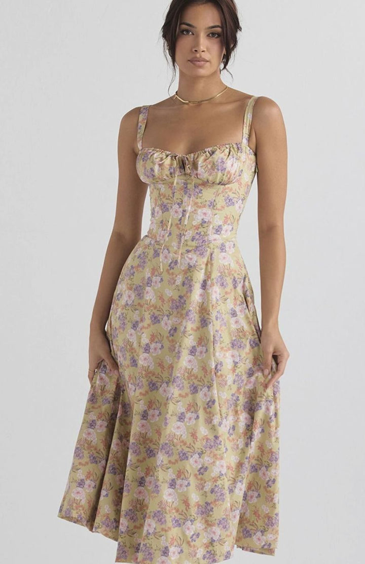 Madison | Floral Bustier Midi Sundress Side Slit Skirt in product view 4