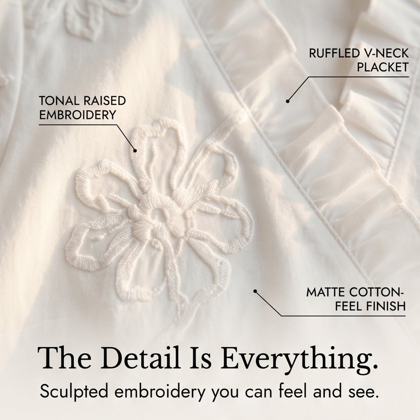 Brinley | Floral Embroidered Puff Sleeve Blouse in product view 6