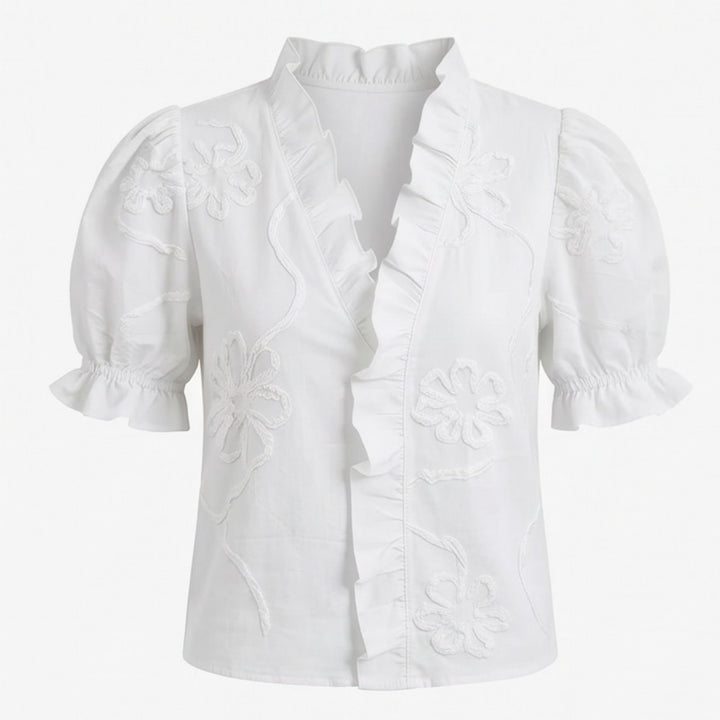 Brinley | Floral Embroidered Puff Sleeve Blouse in product view 11