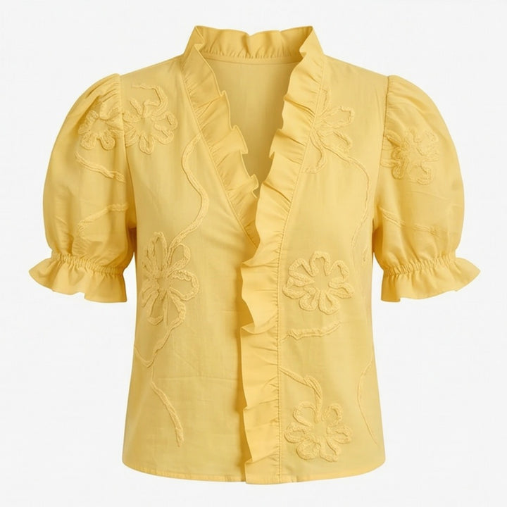 Brinley | Floral Embroidered Puff Sleeve Blouse in product view 12