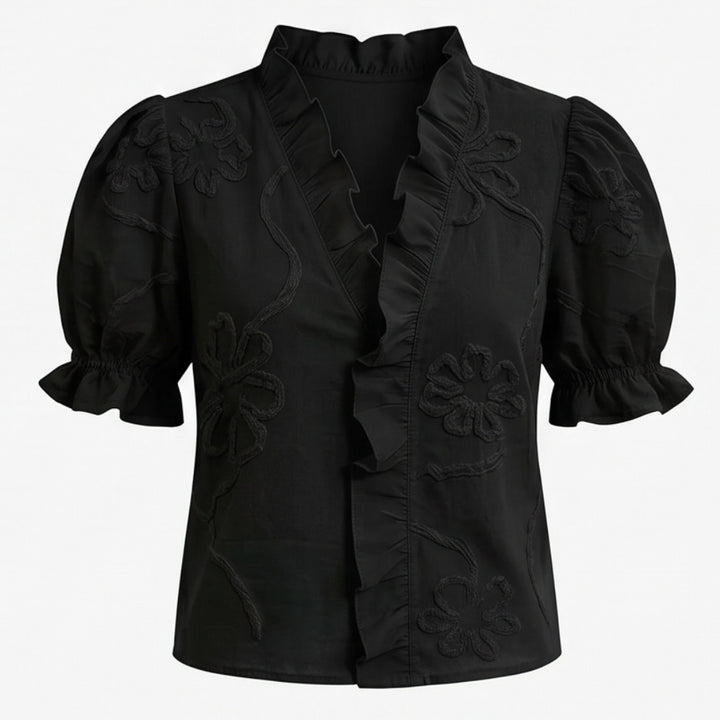 Brinley | Floral Embroidered Puff Sleeve Blouse in product view 15