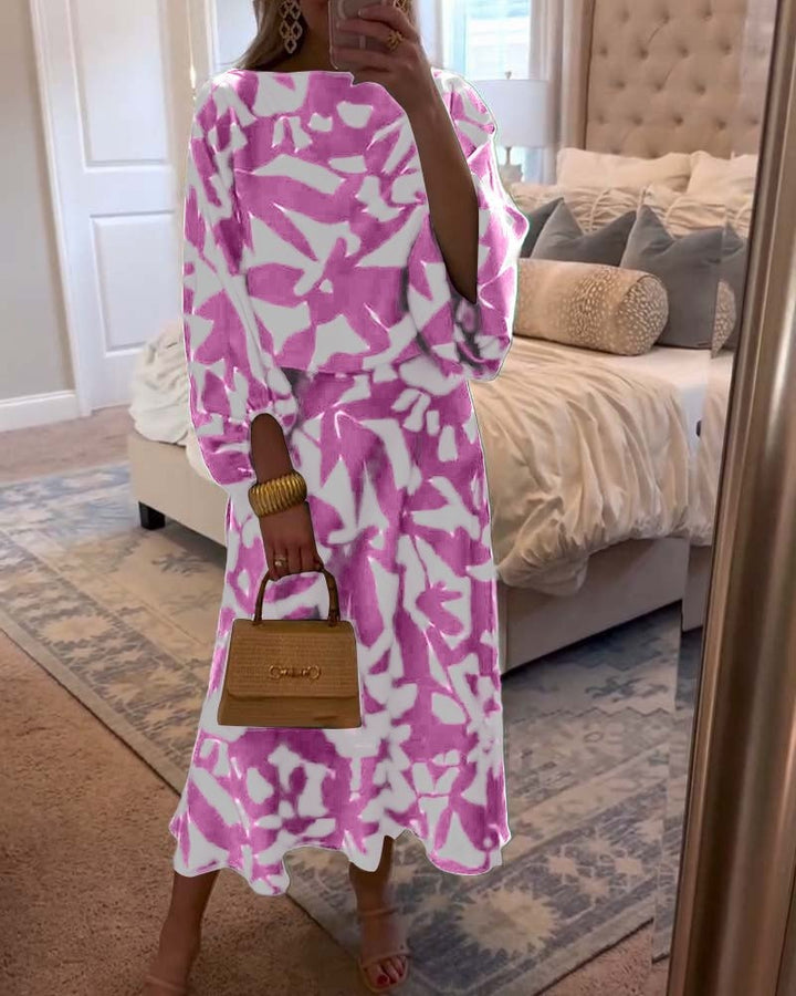 Gemma | Botanical Print Lantern Sleeve Midi Skirt Set - product image 3