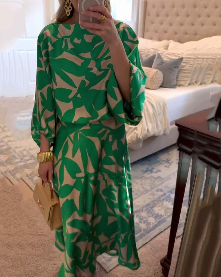 Gemma | Botanical Print Lantern Sleeve Midi Skirt Set - product image 6
