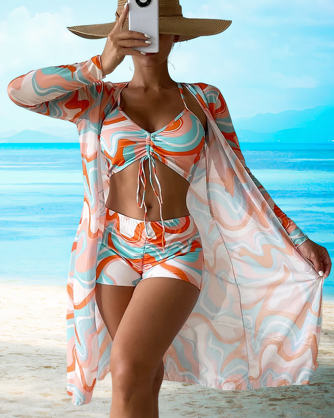 Amalfi | High-Waist Bikini Set with Cover-Up in product view 3
