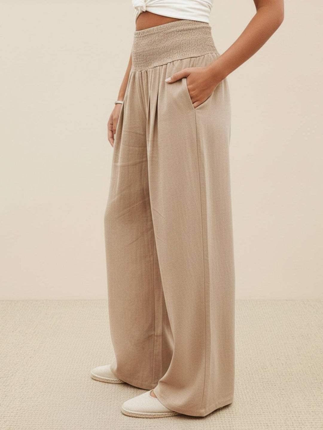 Nicolette | High Waist Smocked Palazzo Pants - product image 5
