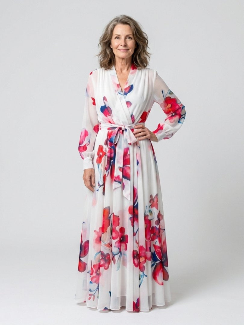 Jacinta | Floral Wrap Tie Waist Chiffon Maxi Dress - product image 1