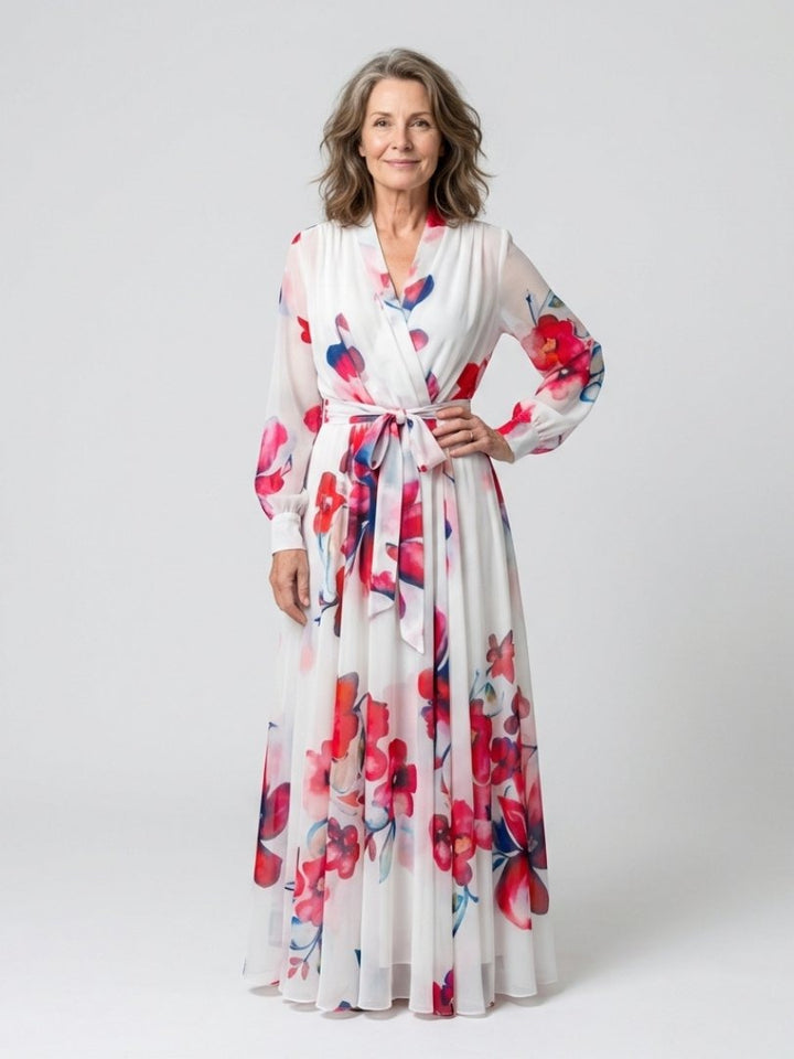 Jacinta | Floral Wrap Tie Waist Chiffon Maxi Dress - product image 1