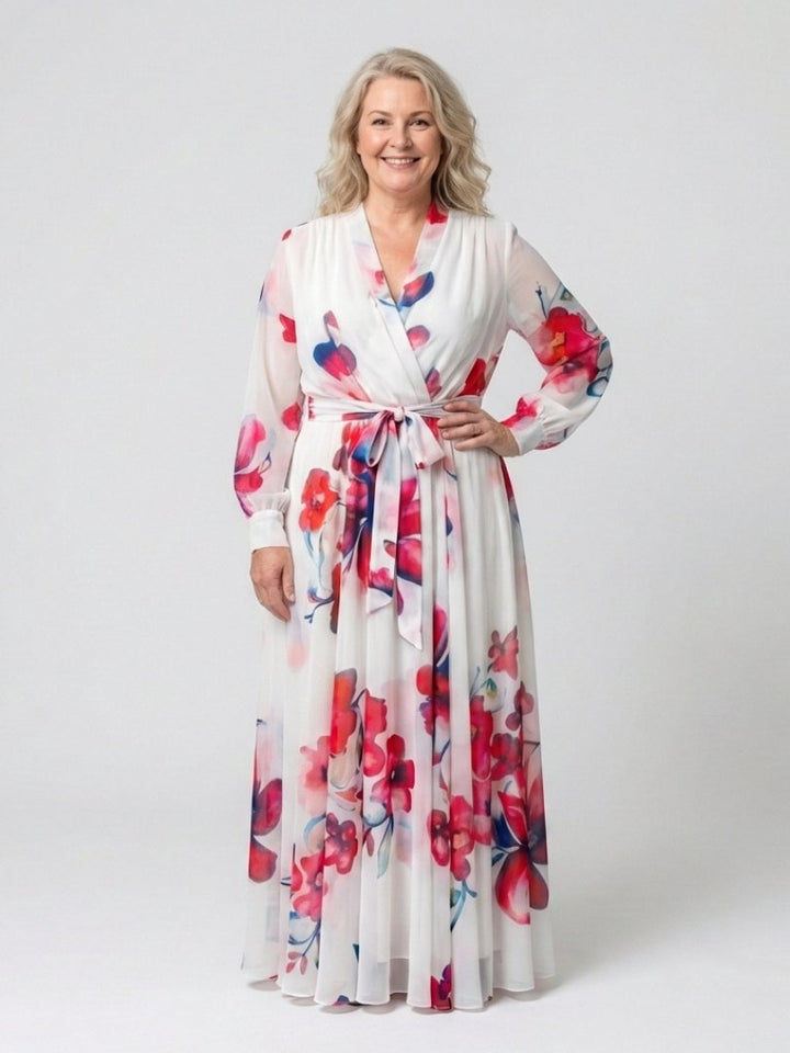 Jacinta | Floral Wrap Tie Waist Chiffon Maxi Dress - product image 3