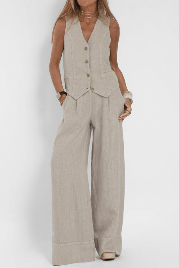 Lea | Sleeveless Vest Wide Leg Pants Set - product image 1