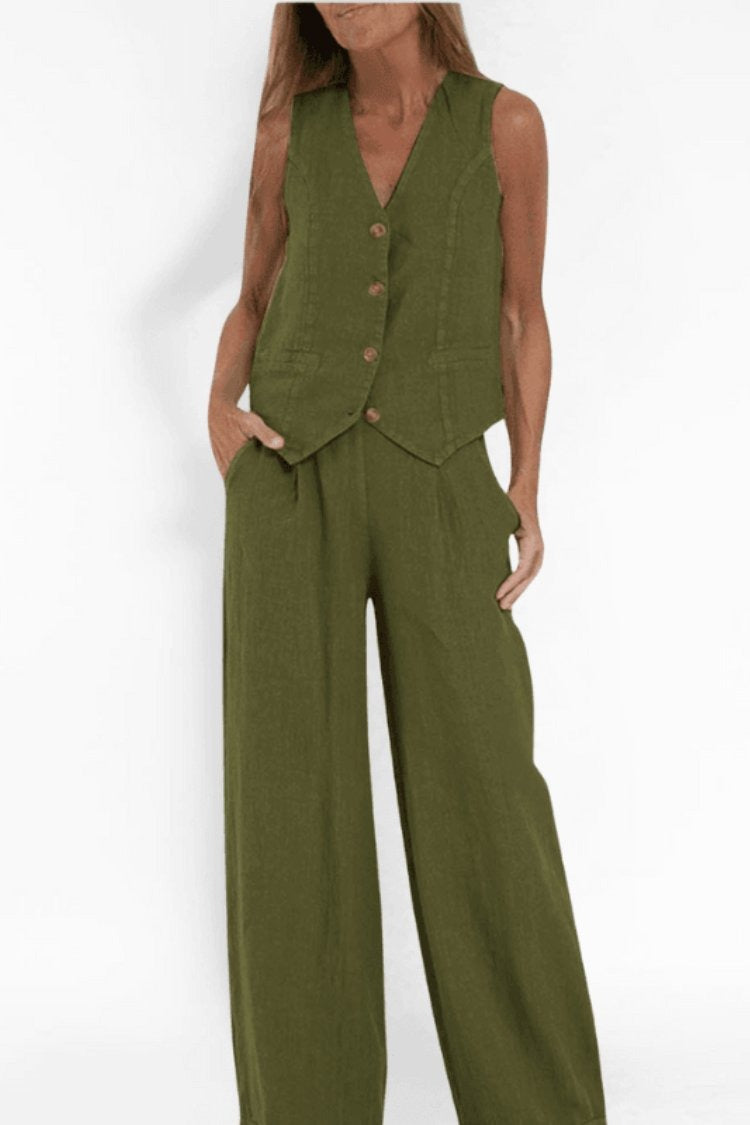 Lea | Sleeveless Vest Wide Leg Pants Set - product image 2