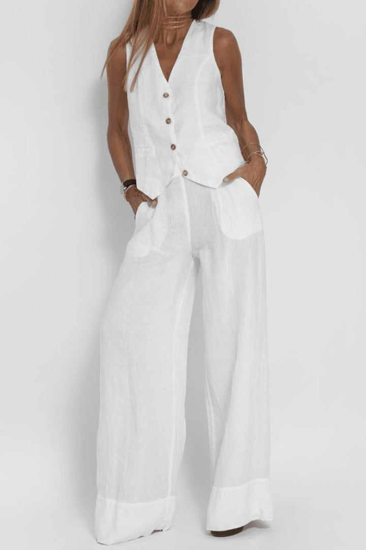 Lea | Sleeveless Vest Wide Leg Pants Set - product image 3
