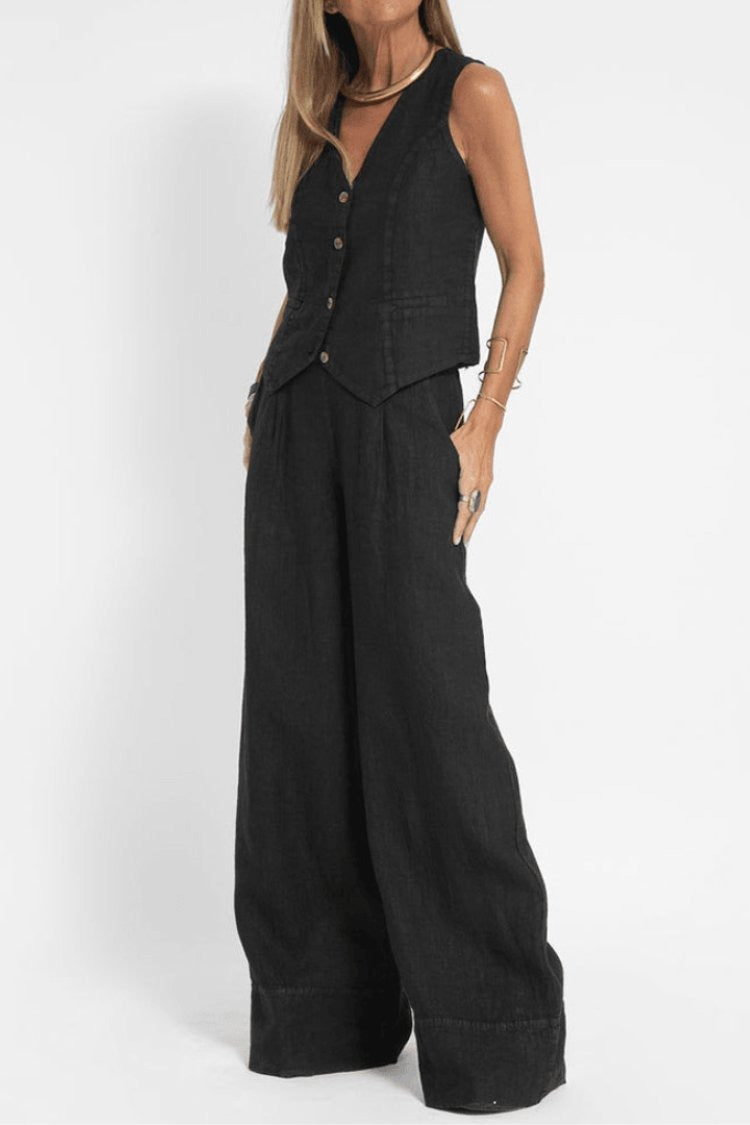 Lea | Sleeveless Vest Wide Leg Pants Set - product image 4