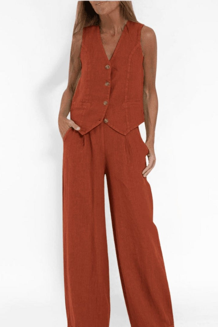Lea | Sleeveless Vest Wide Leg Pants Set - product image 5