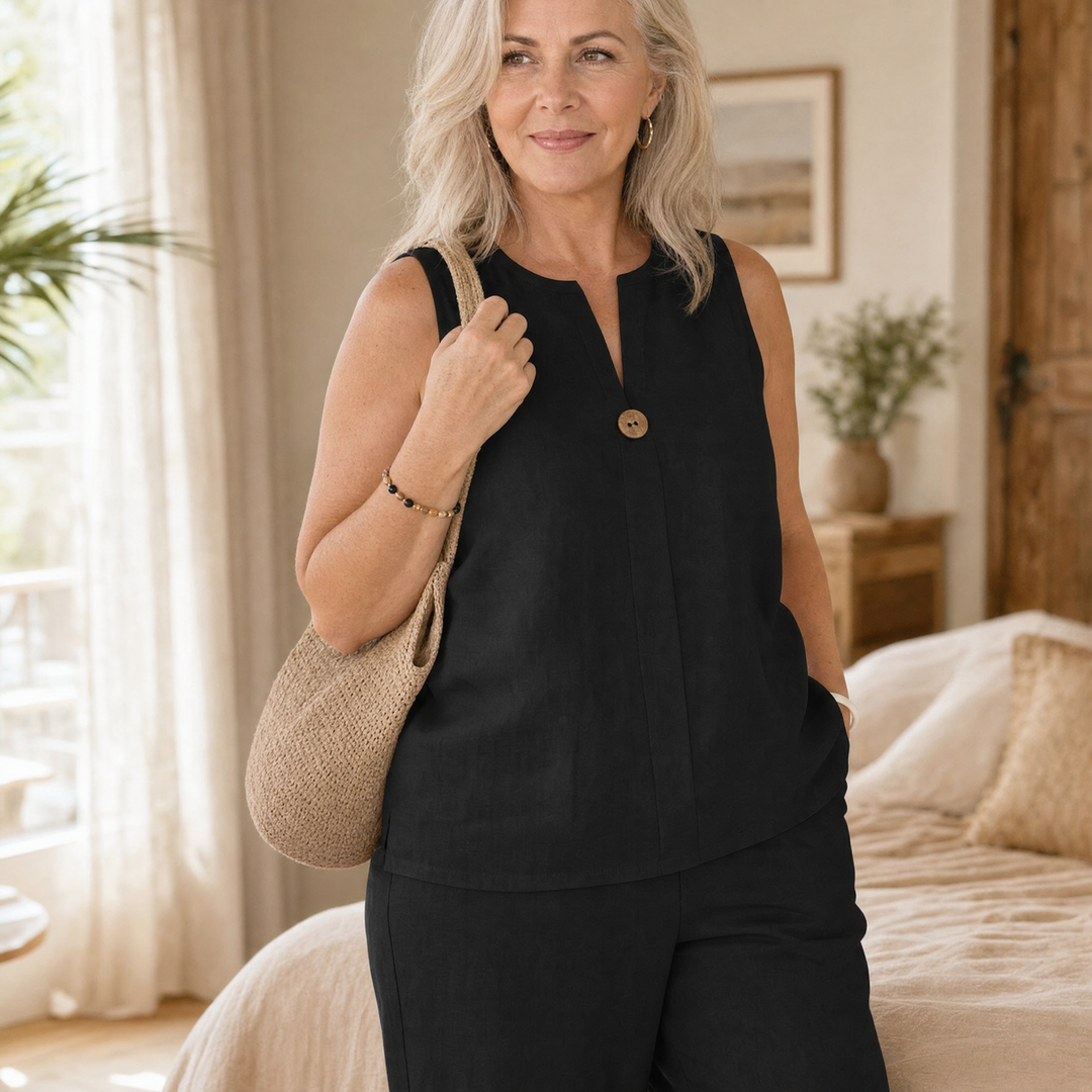 Calwyn | Linen Co-Ord Set with Wide-Leg Pants in product view 3