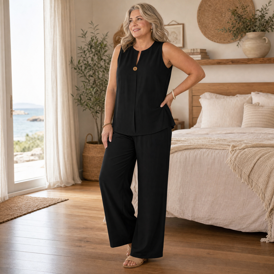 Calwyn | Linen Co-Ord Set with Wide-Leg Pants in product view 4