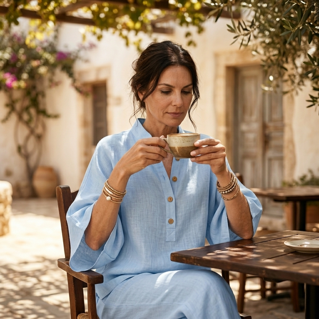 Trevaine | Linen Two-Piece Set Wide Leg Pants in product view 3