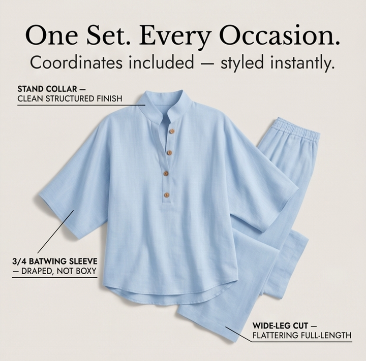 Trevaine | Linen Two-Piece Set Wide Leg Pants in product view 7