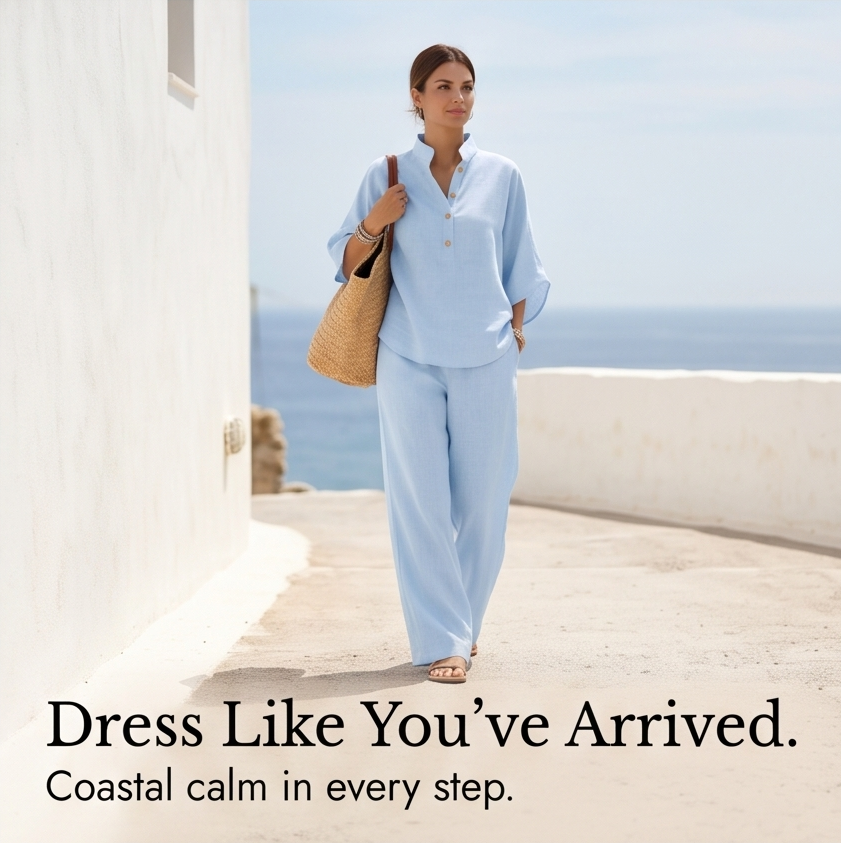 Trevaine | Linen Two-Piece Set Wide Leg Pants in product view 9