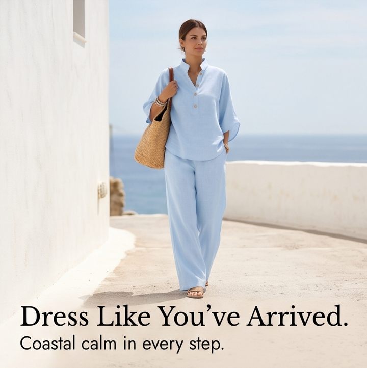 Trevaine | Linen Two-Piece Set Wide Leg Pants in product view 9