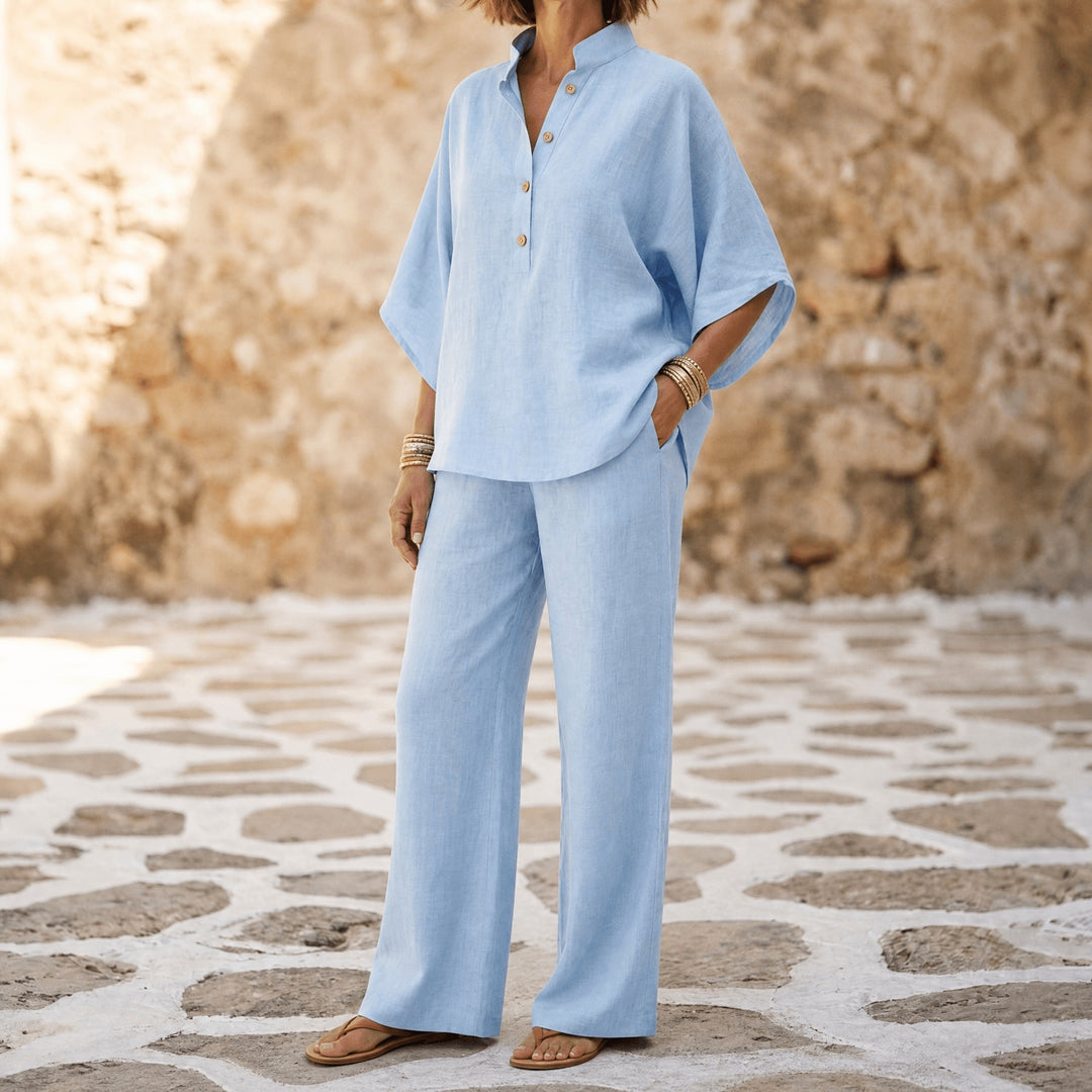 Trevaine | Linen Two-Piece Set Wide Leg Pants in product view 11