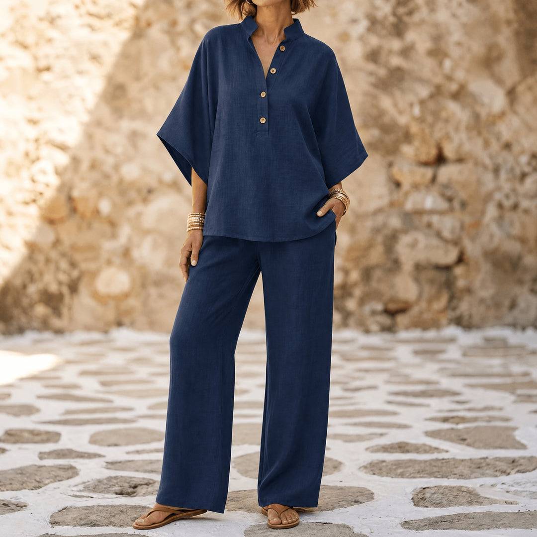 Trevaine | Linen Two-Piece Set Wide Leg Pants in product view 12