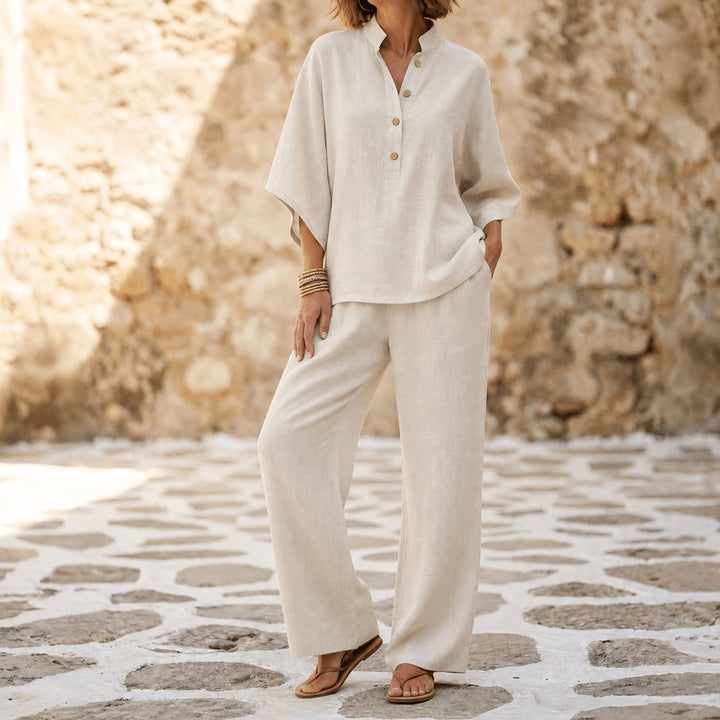 Trevaine | Linen Two-Piece Set Wide Leg Pants in product view 14