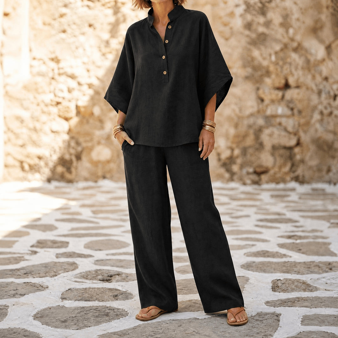 Trevaine | Linen Two-Piece Set Wide Leg Pants in product view 15