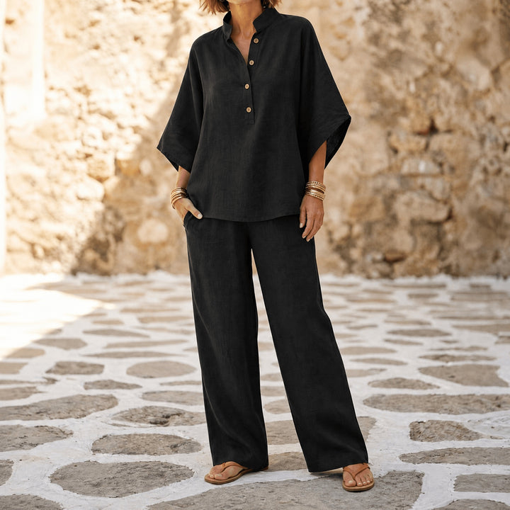 Trevaine | Linen Two-Piece Set Wide Leg Pants in product view 15