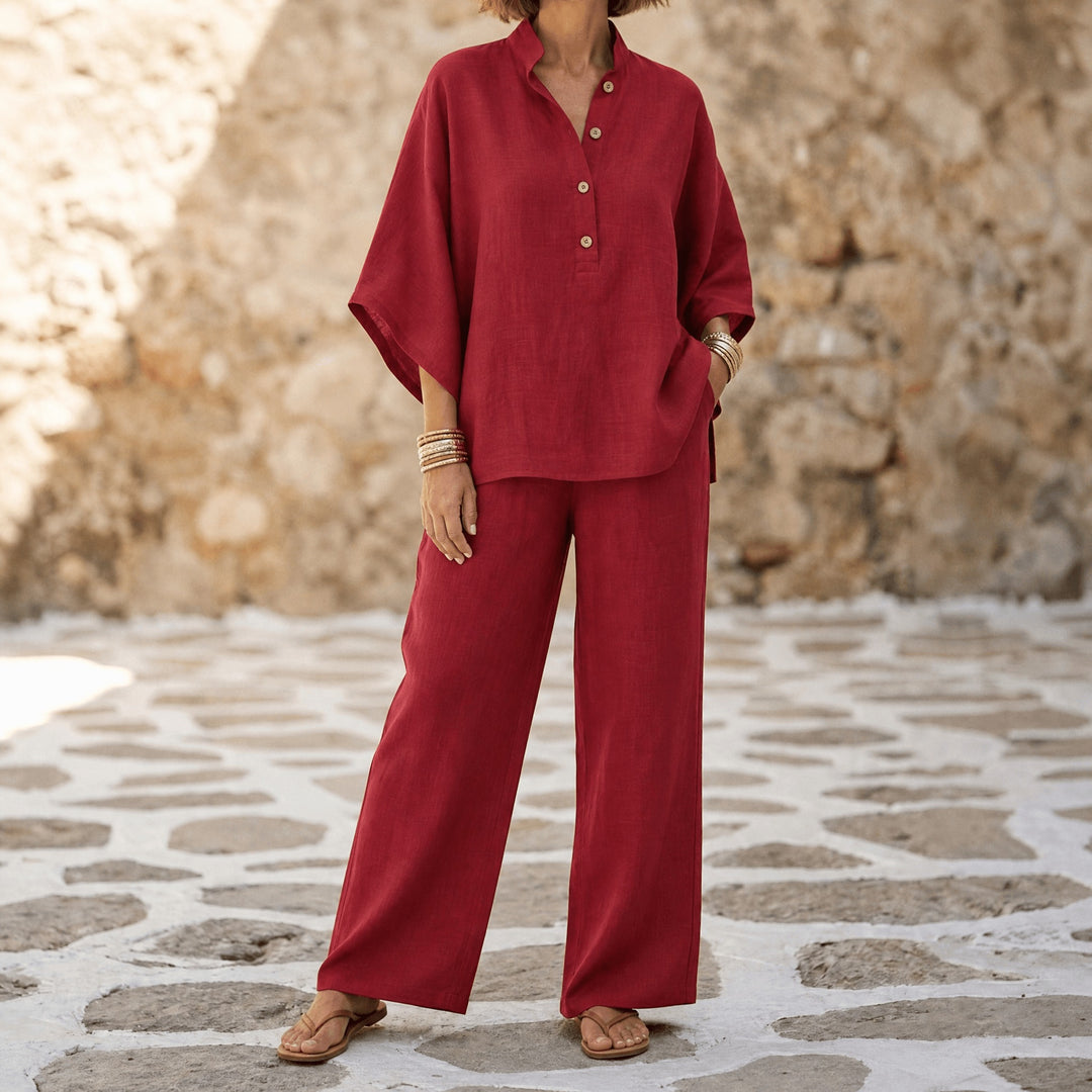 Trevaine | Linen Two-Piece Set Wide Leg Pants in product view 16