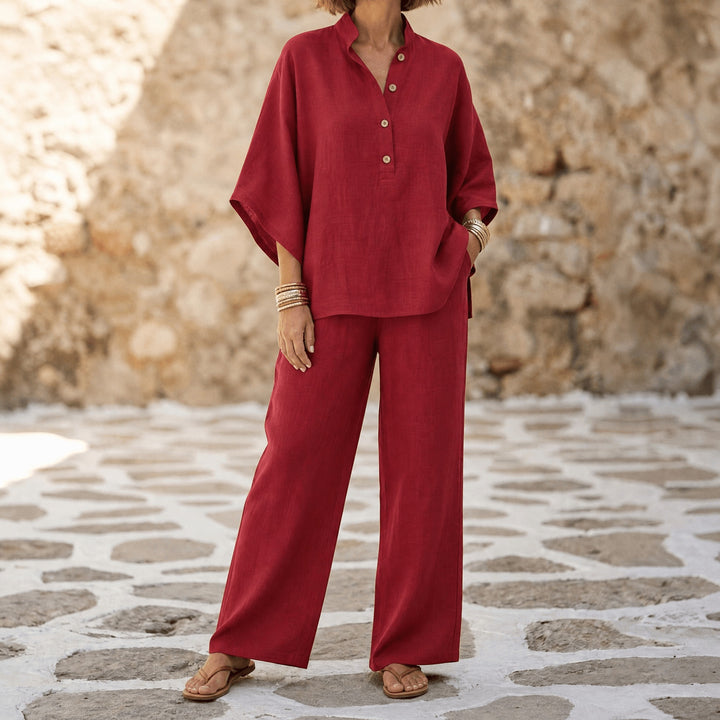 Trevaine | Linen Two-Piece Set Wide Leg Pants in product view 16
