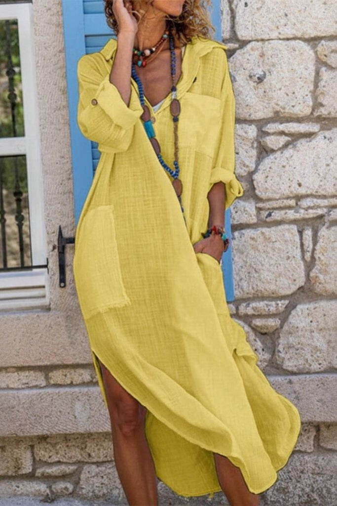 Lucrezia | Oversized V-Neck Linen Look Maxi Dress - product image 5