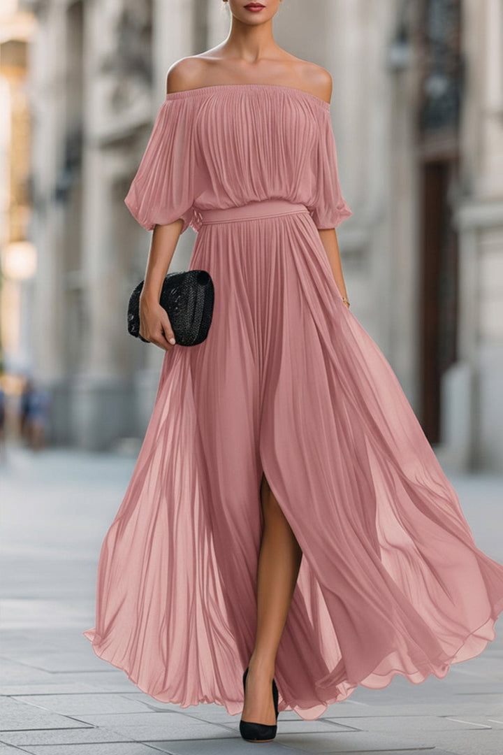 Margot maxi dress, side view showing full length