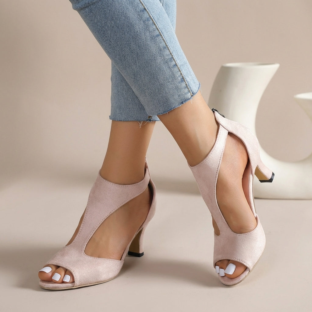 Micheline T-strap heeled sandals in pink