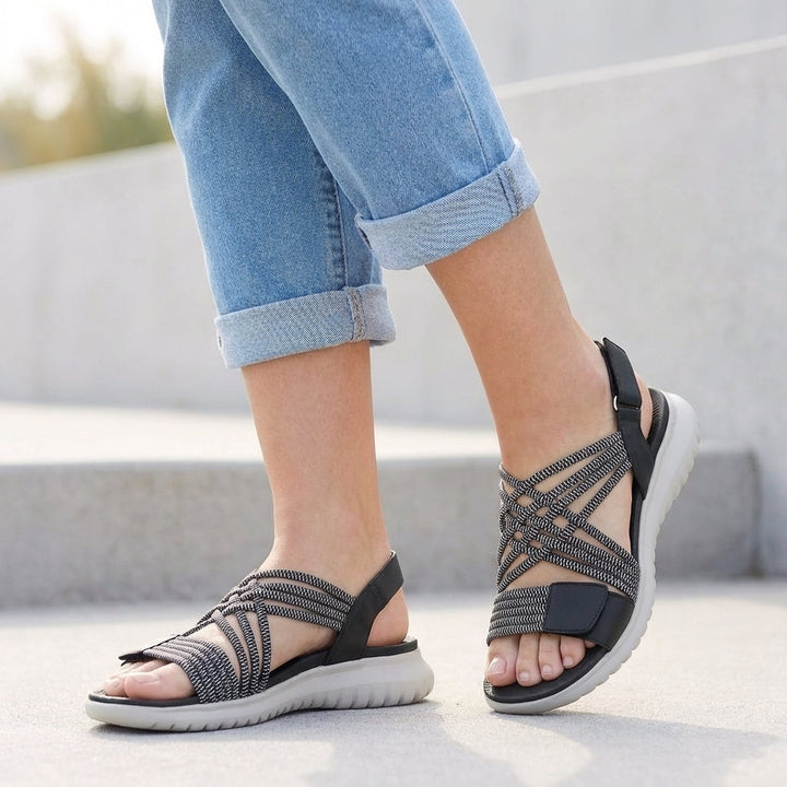 Nadine criss-cross flat sandals in black