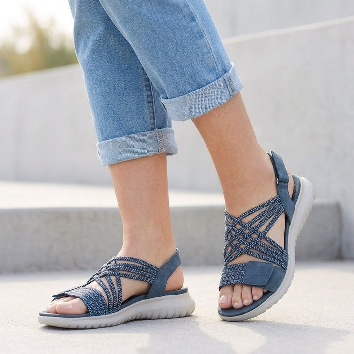 Nadine criss-cross flat sandals in blue