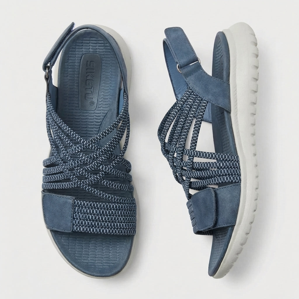 Nadine criss-cross flat sandals, side strap detail