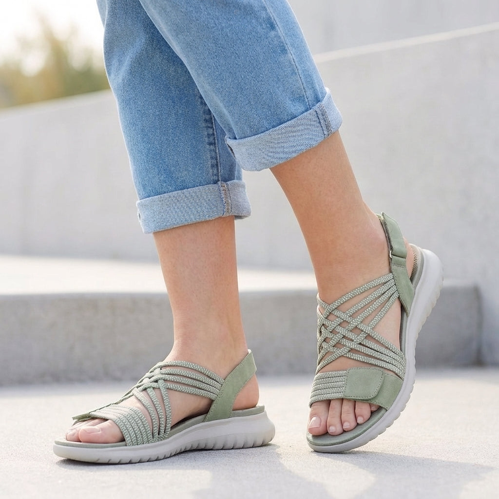 Nadine criss-cross flat sandals in green