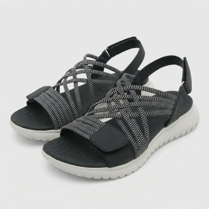 Nadine criss-cross flat sandals, studio view