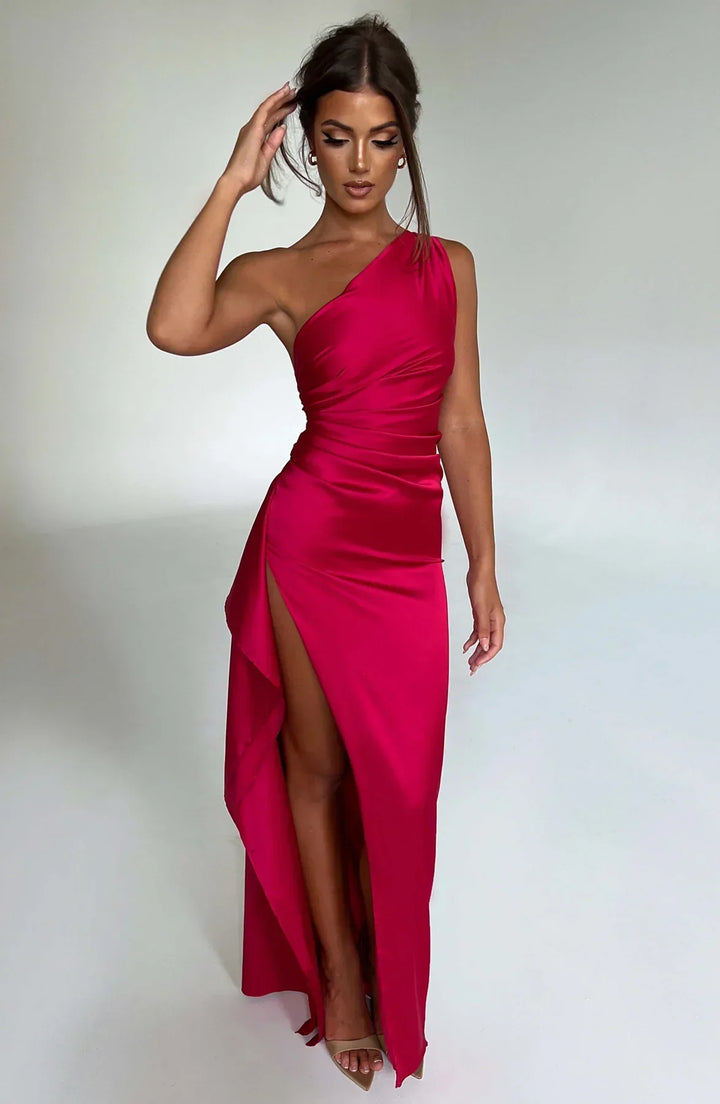 Thalia | One Shoulder Slit Maxi Dress in product view 3