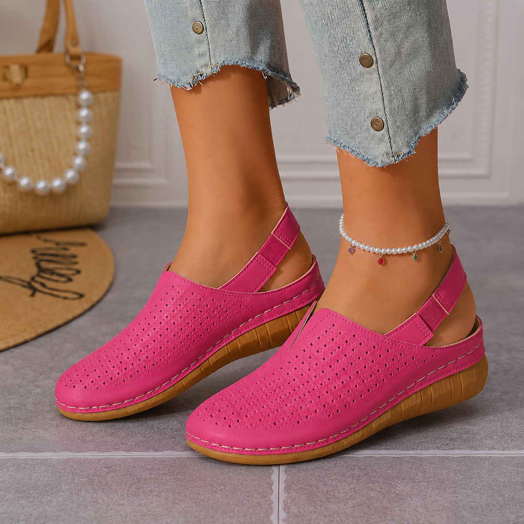 Halvine | Perforated Wedge Slingback Sandal in product view 1