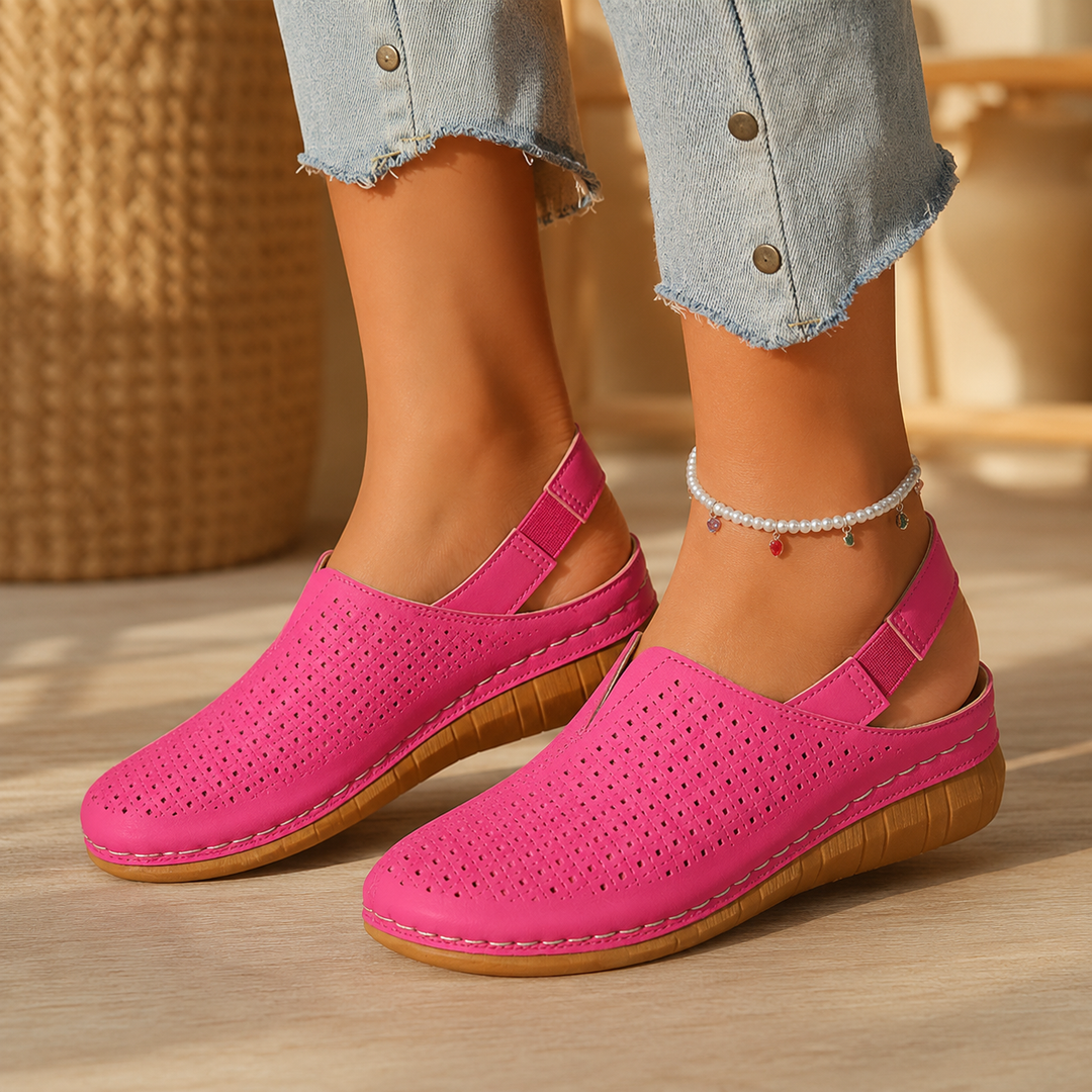 Halvine | Perforated Wedge Slingback Sandal in product view 2