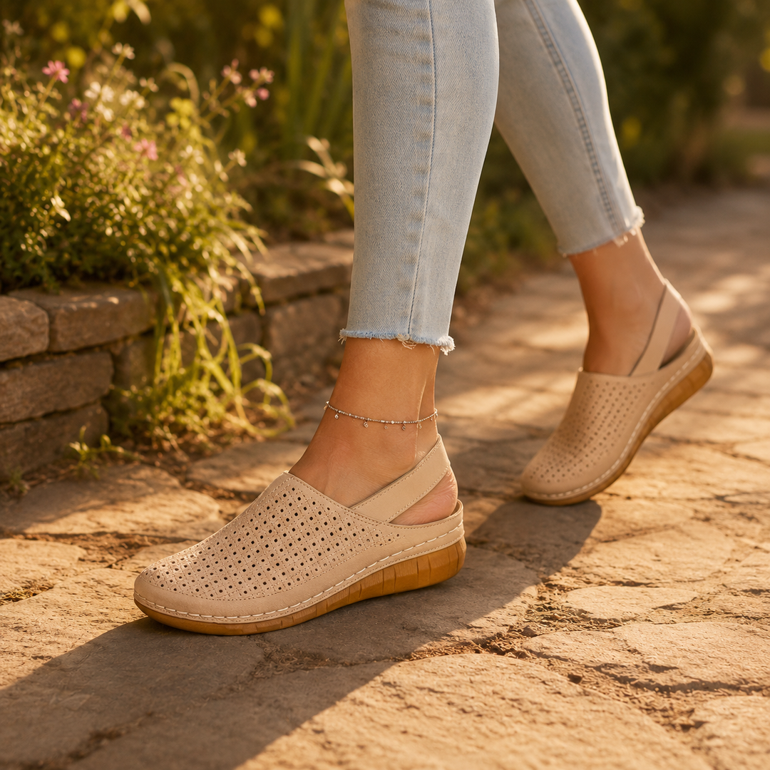 Halvine | Perforated Wedge Slingback Sandal in product view 5