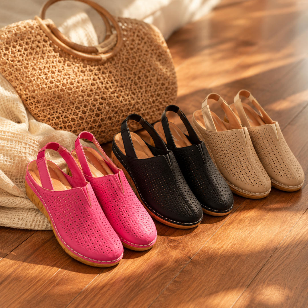 Halvine | Perforated Wedge Slingback Sandal in product view 7