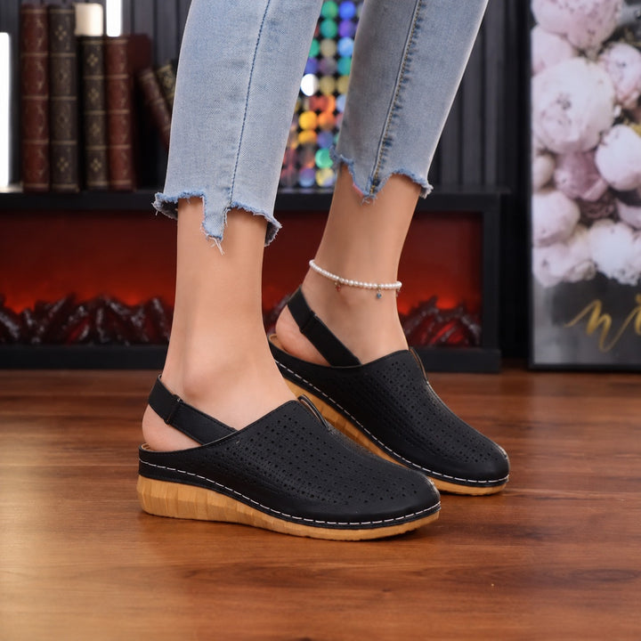 Halvine | Perforated Wedge Slingback Sandal in product view 12