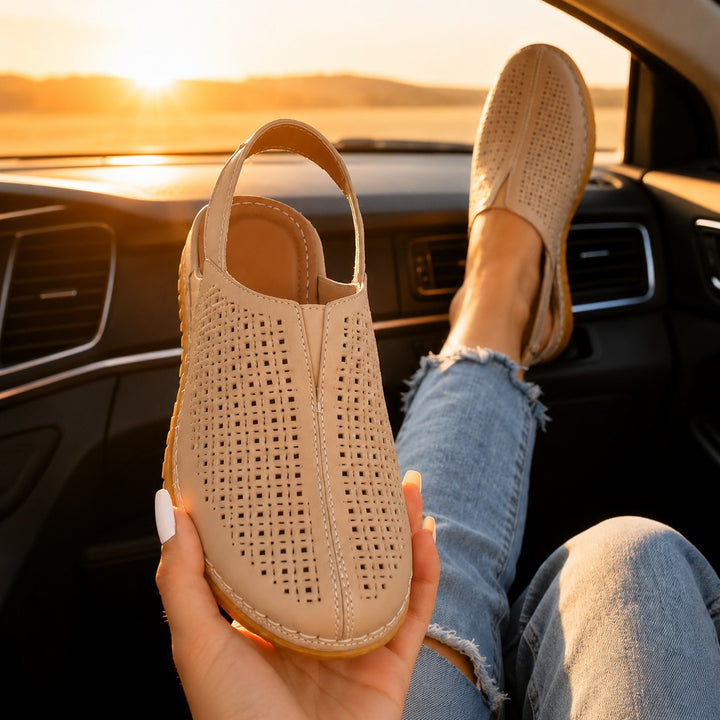 Halvine | Perforated Wedge Slingback Sandal in product view 14